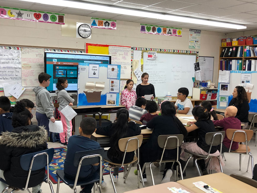 Woodhull dual language studies made social studies presentations completely in Spanish.