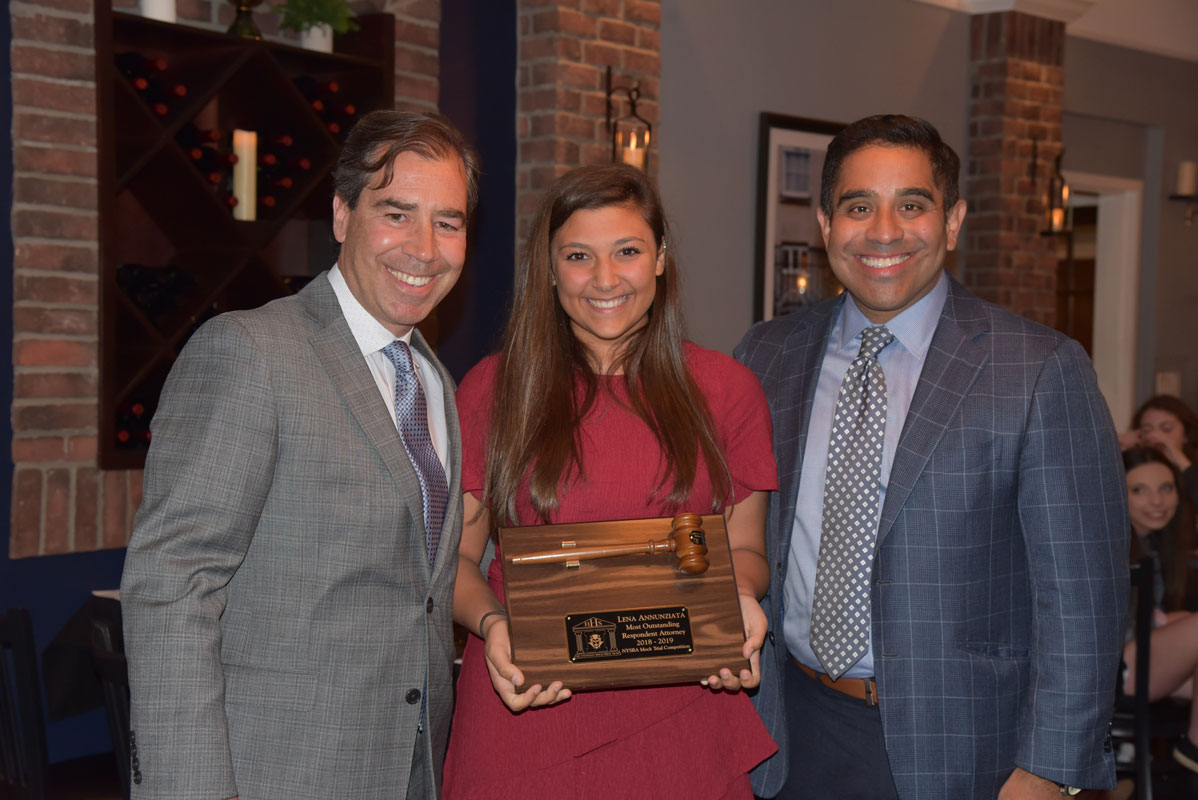 Most Outstanding Respondent's Attorney Award recipient Lena Annunziata with John LoTurco and Xavier Palacios 
