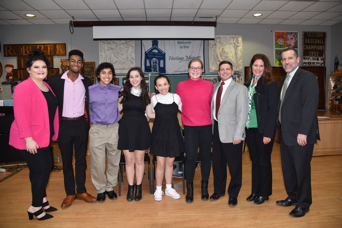 Tri-M officers with school officials and guest speaker Dr. Jennifer Scott Miceli 