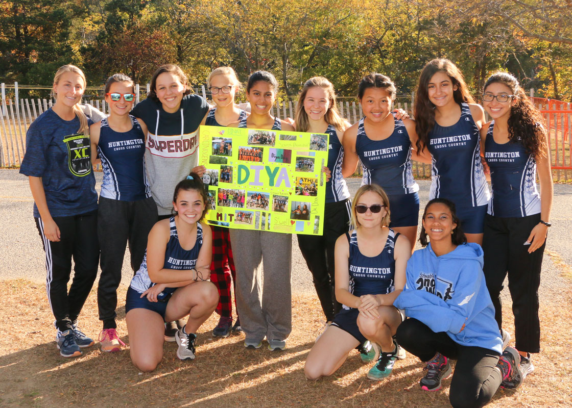 Huntington girls' cross country Senior Day last fall 