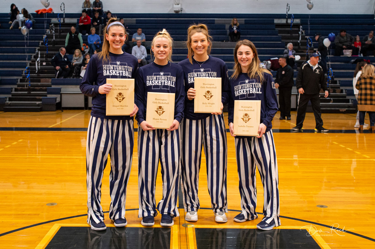 Abby Maichin, Meg Byrnes, Holly Wright and Izzy Toscano on Blue Devil Senior Night. (Darin Reed photo (2)