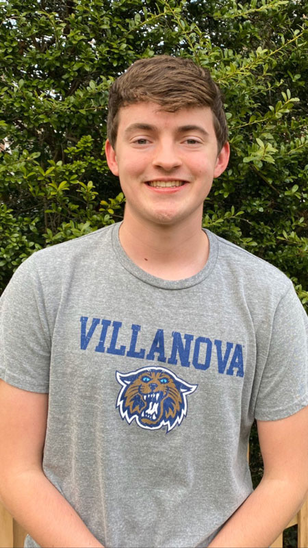 Jason Verville is already decked out in Villanova University apparel.