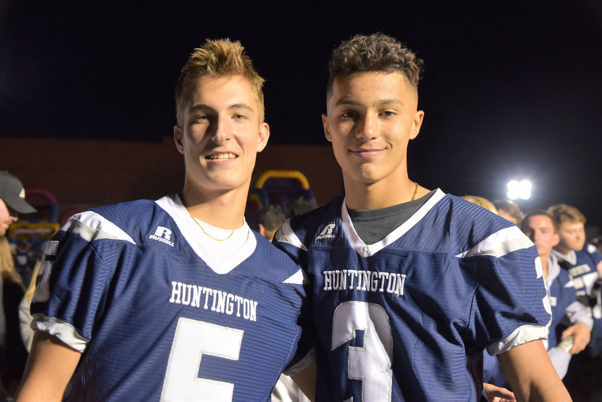 Jack Jamison (right) with close friend RJ Moreno at last fall's Homecoming Week bonfire.