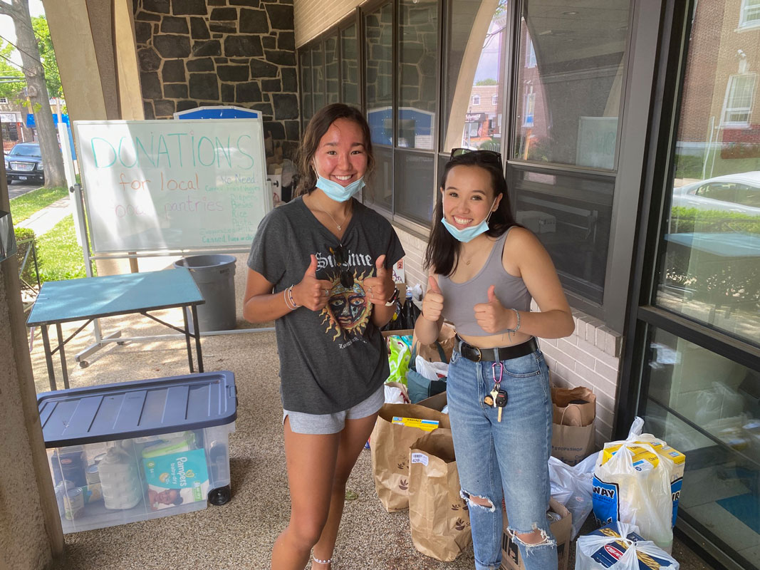 Huntington seniors Anna Wickey and Jennifer Low co-chaired a local food drive.