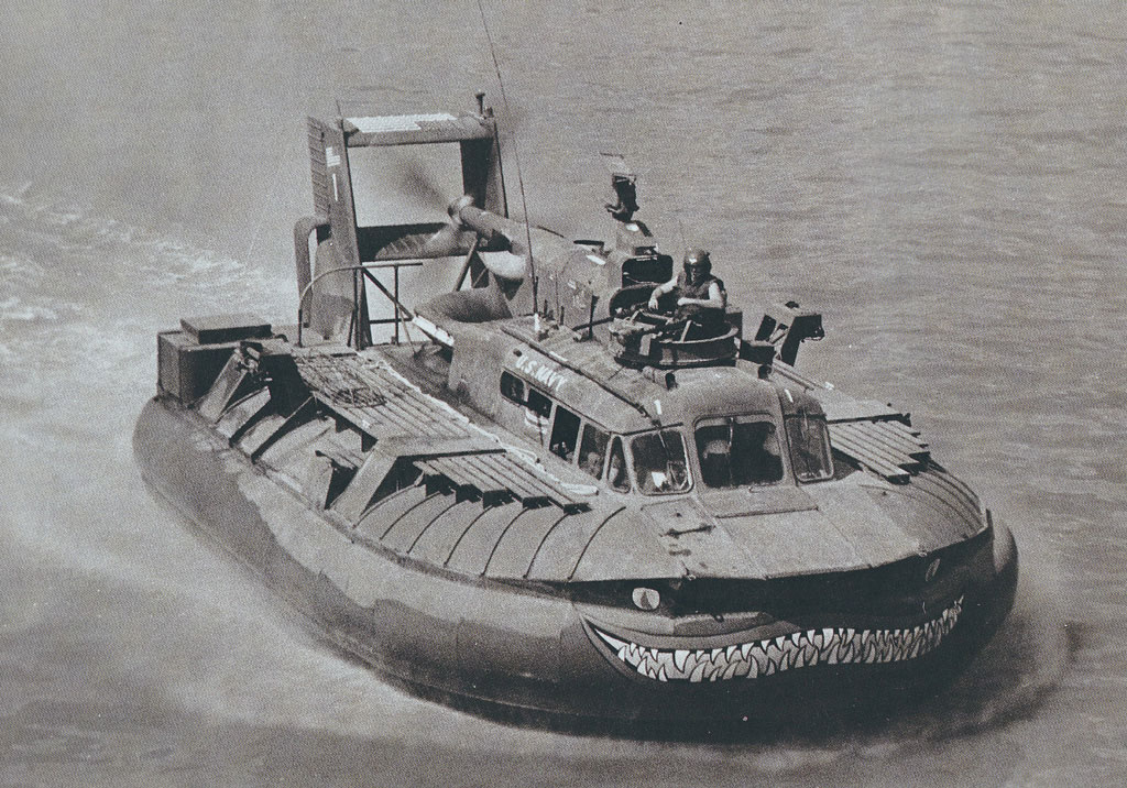 A US Army air cushion vehicle on the sea.
