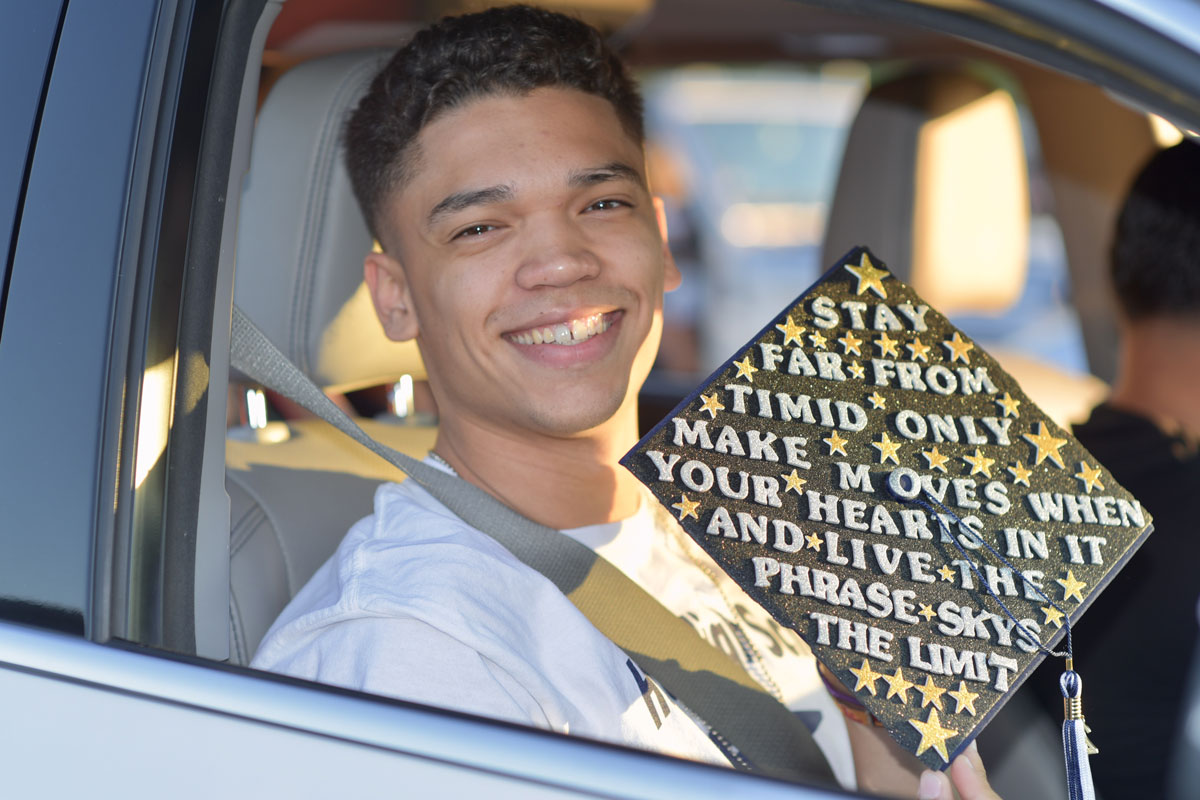 The message on Lex Colato's cap is his personal philosophy.