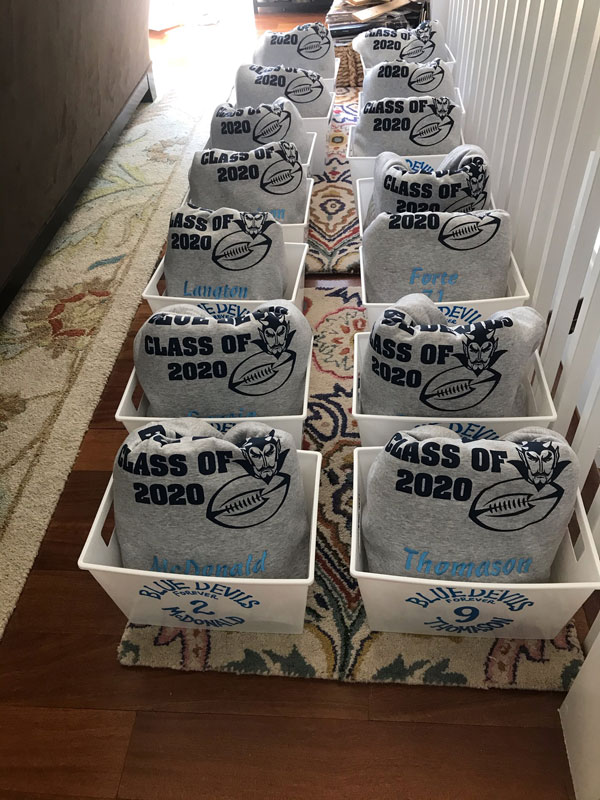 Blue Devil football seniors received special gifts.