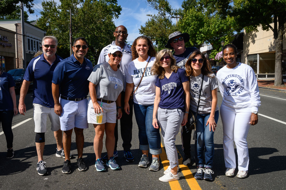 Jennifer Hebert (front row, third from right) in last fall's Homecoming Day parade. (Darin Reed photo.)