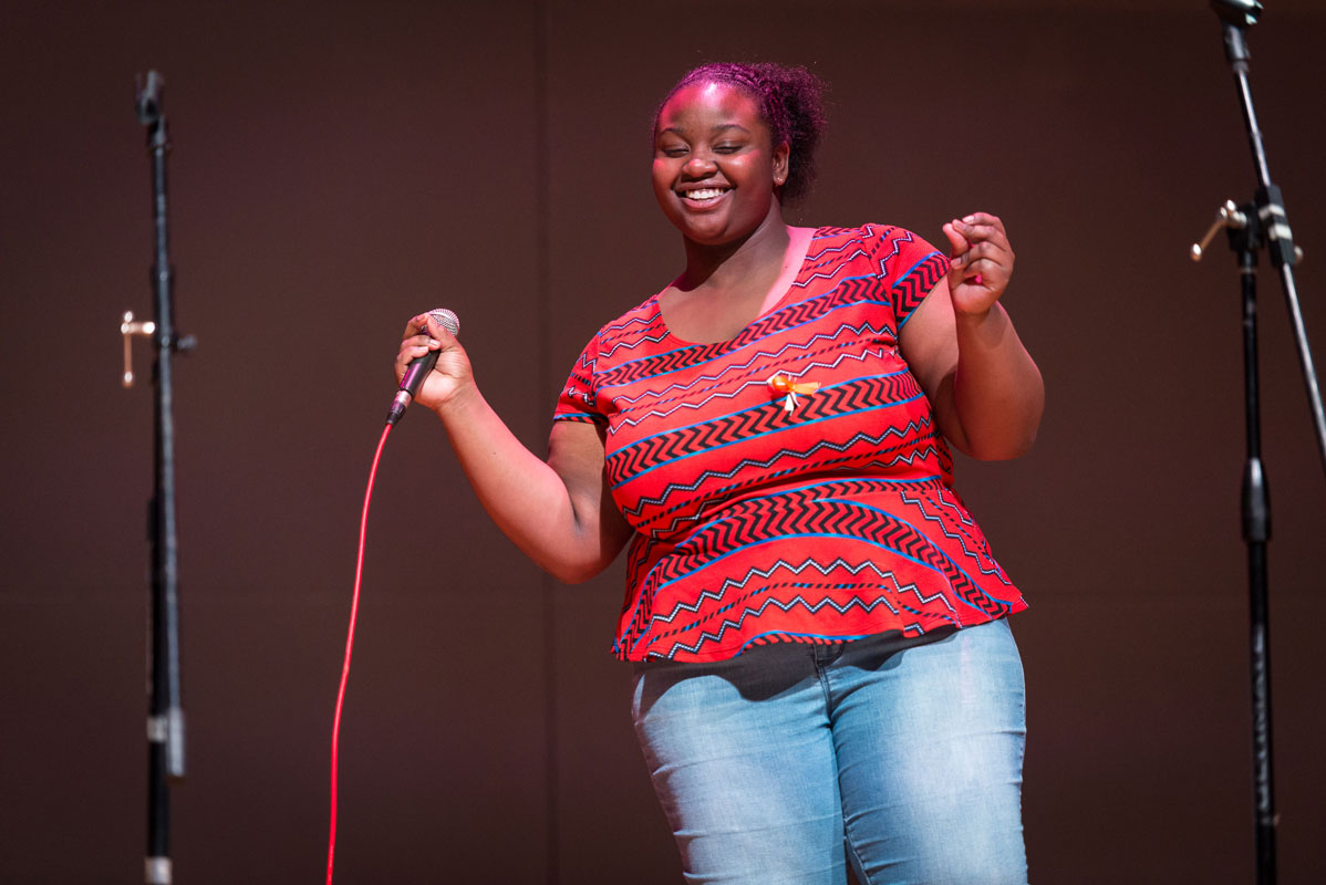 Jai-la' Bush performing at the K-Factor talent show. (Darin Reed photo)