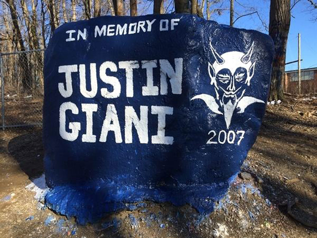 The Rock at Huntington High School paid tribute to Justin Giani.