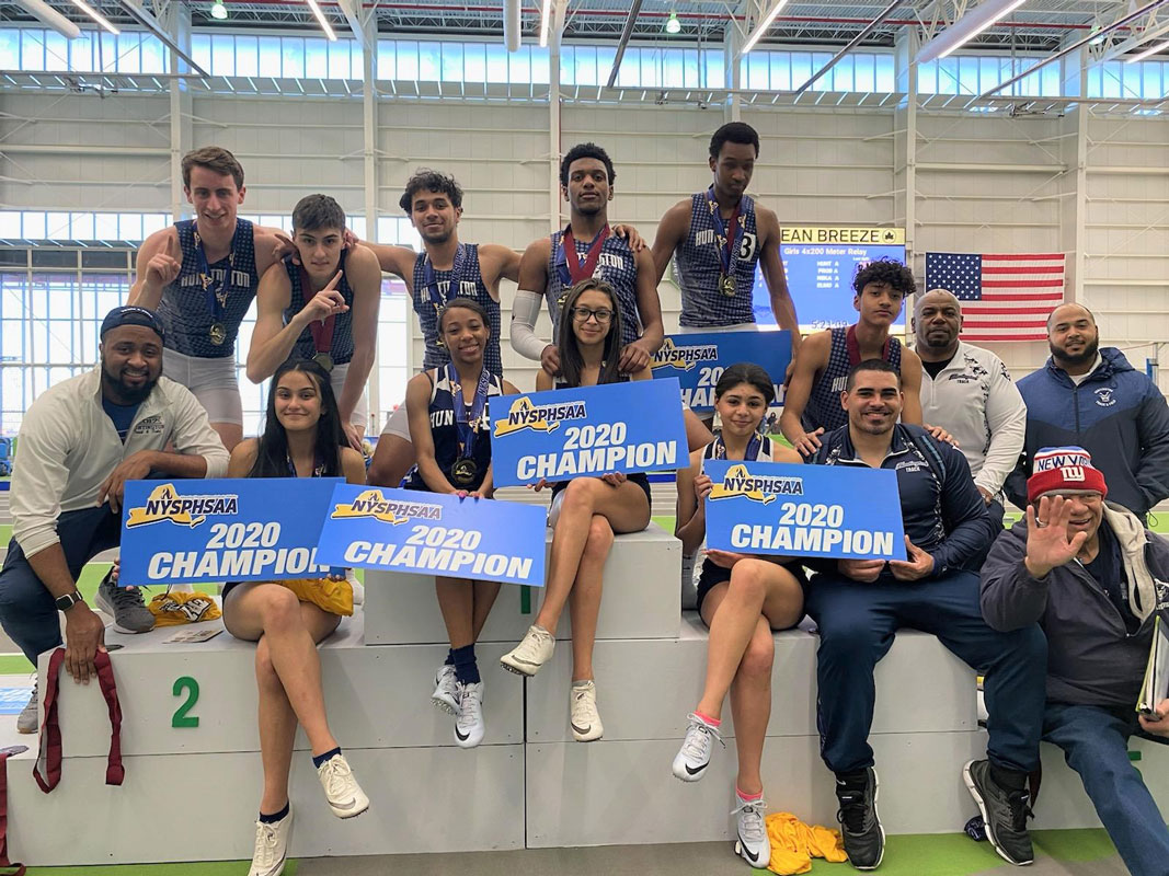 It was a spectacular day for the Huntington boys' and girls' indoor track teams at the New York State championships last Saturday. 