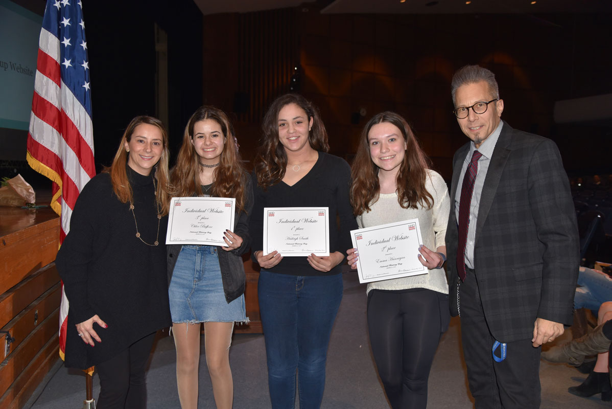 Chloe Buffone, Haileigh Smith and Emma Hannigan with Lauren Desiderio (flanked by Lauren Desiderio and Peter Crugnale) will vie in the individual website category 