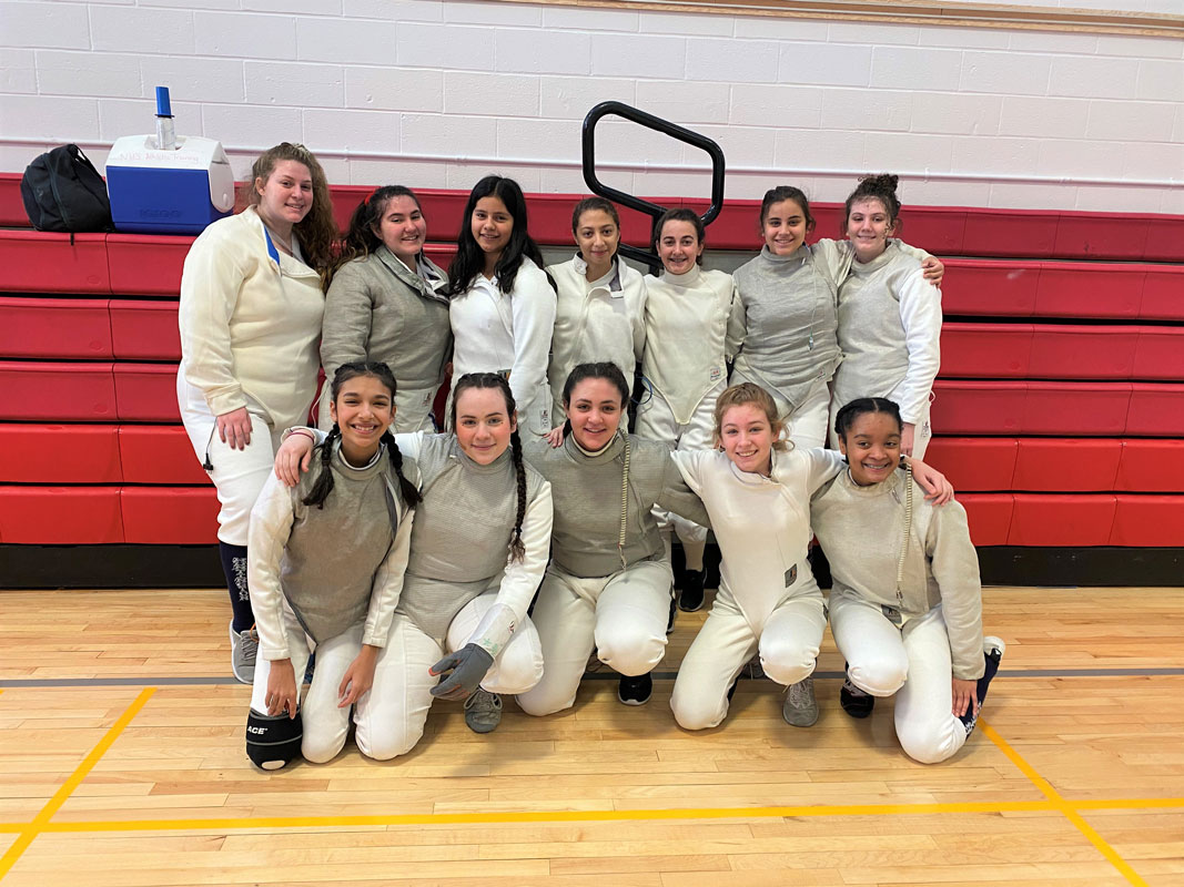 The Huntington girls' fencing team is returning all but one of its athletes from this year's county championships.
