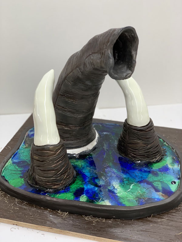 Holly Wright created this clay sculpture on display at High Arts Showcase XVI.