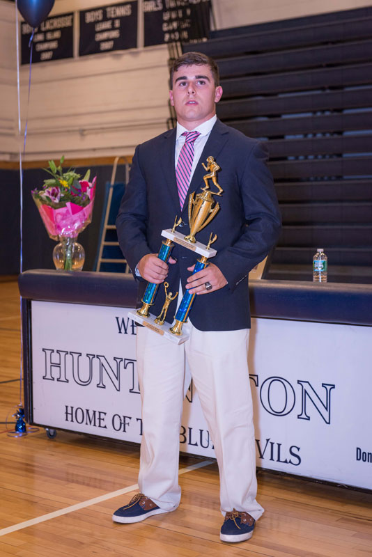 HHS football coaches presented Nick Arleo with the Coaches Award in June 2014.