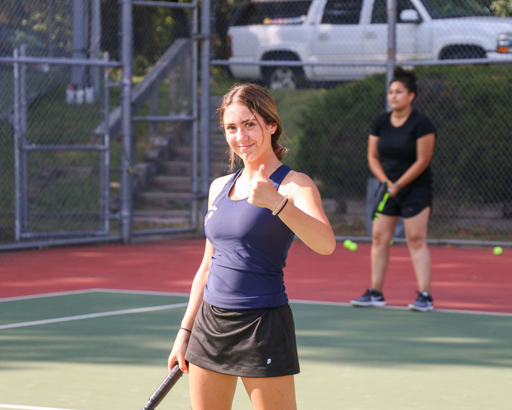 Senior Lexi Helburn turned in a sensational season for the Blue Devil tennis team. (Mike Connell photo.)