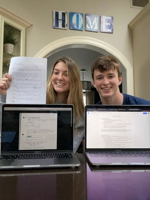 Abby and Christopher Maichin are both putting in a full day studying and working on their assignments.