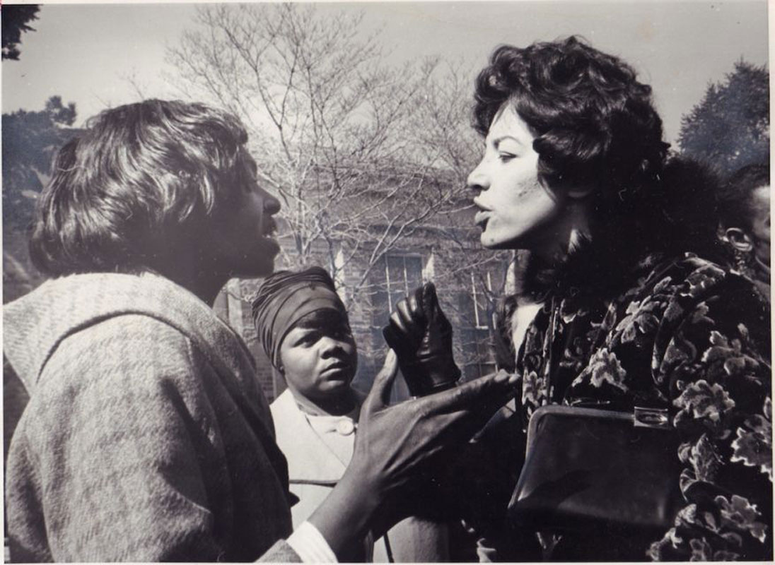 Malverne parents screaming at each other in the midst of the integration battle. (Newsday photo.)