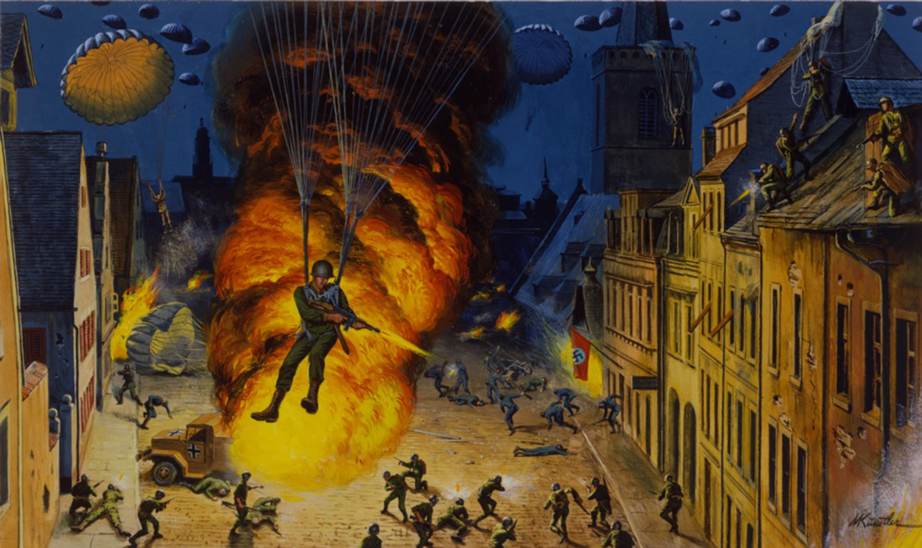 Abraham Rodriquez drew inspiration from Mort Künstler’s Sainte-Mère-Église 82nd Airborne Troops Land in French Town