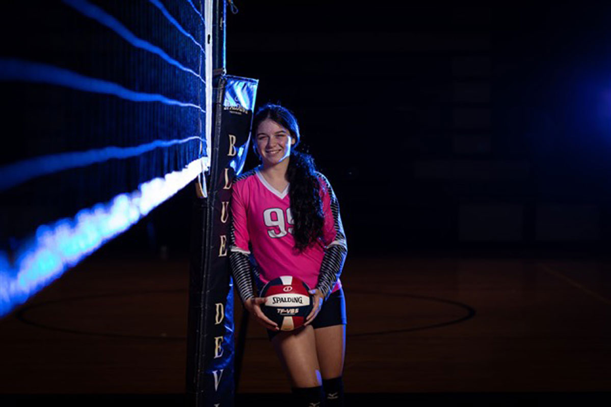 Kiara Gelbman is a veteran Blue Devil girls' volleyball player.