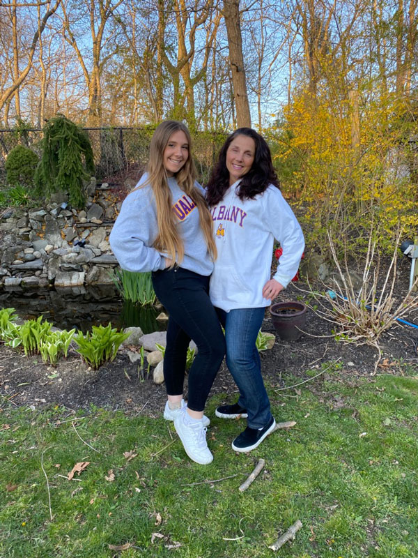 Madison Lange and her mom, Michelle in their Albany sweatshirts.