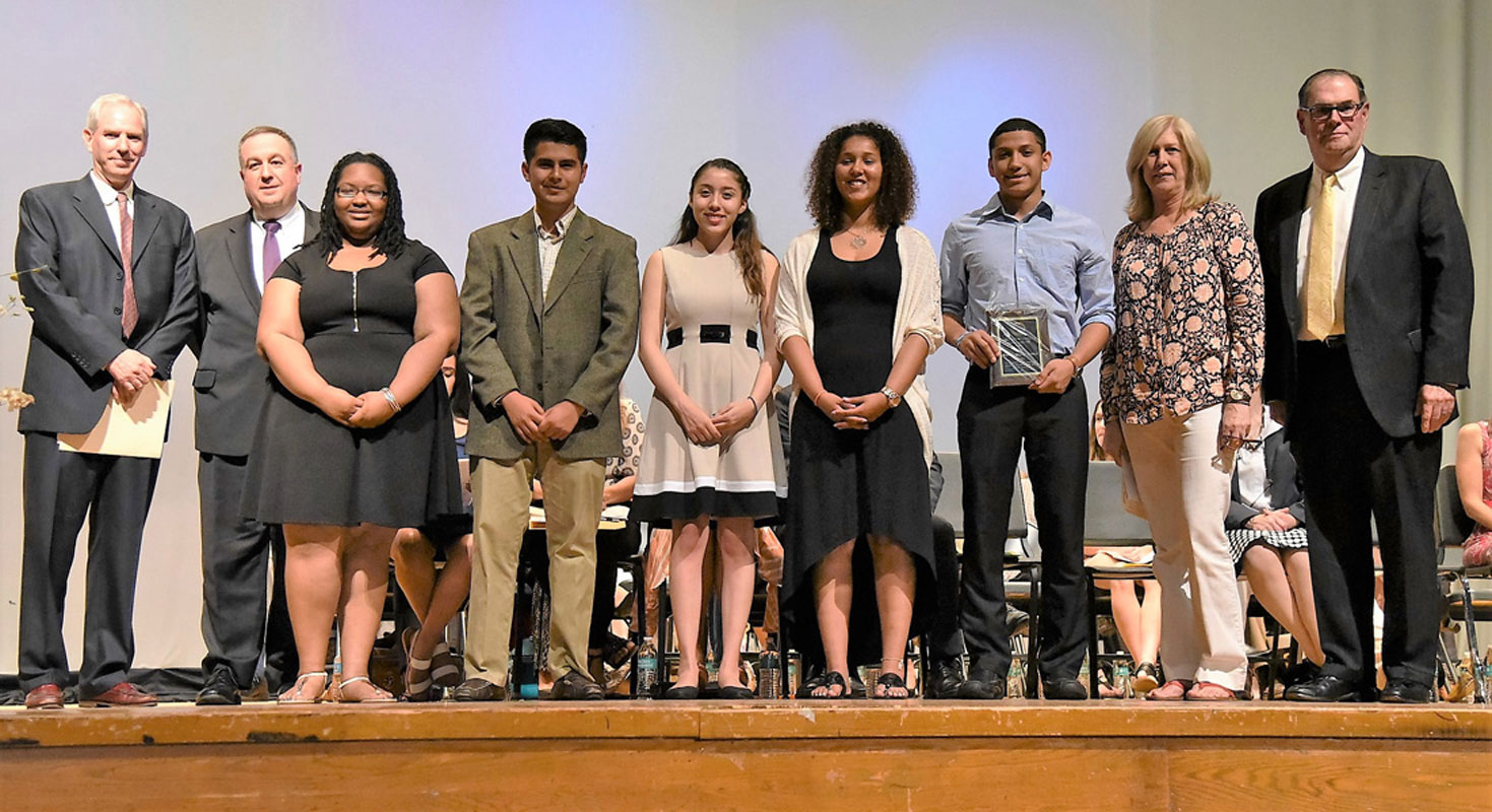 Patrick Thomas McCourt Memorial Scholarship recipient Santos Garcia Avelar with Michael McCourt in June 2016.