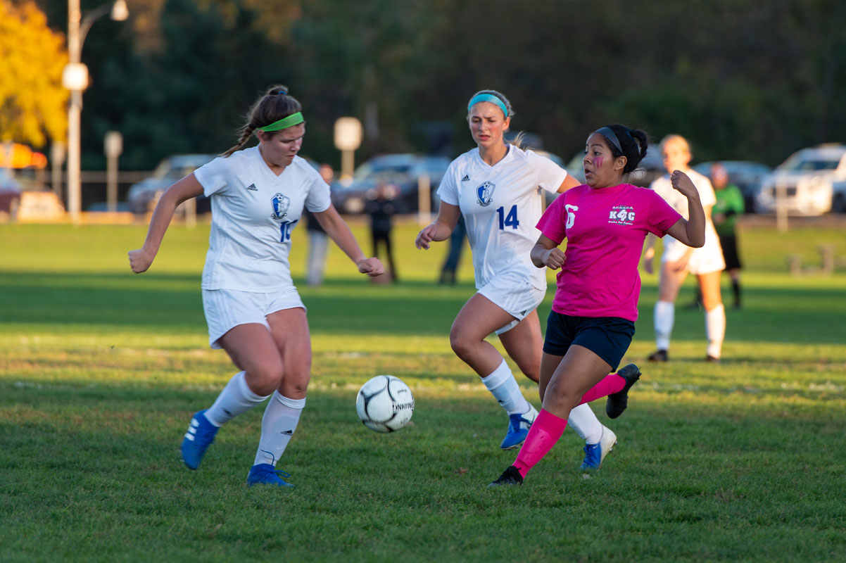 Huntington girls' soccer players hope to be able to suit up next spring. (Darin Reed photo.)