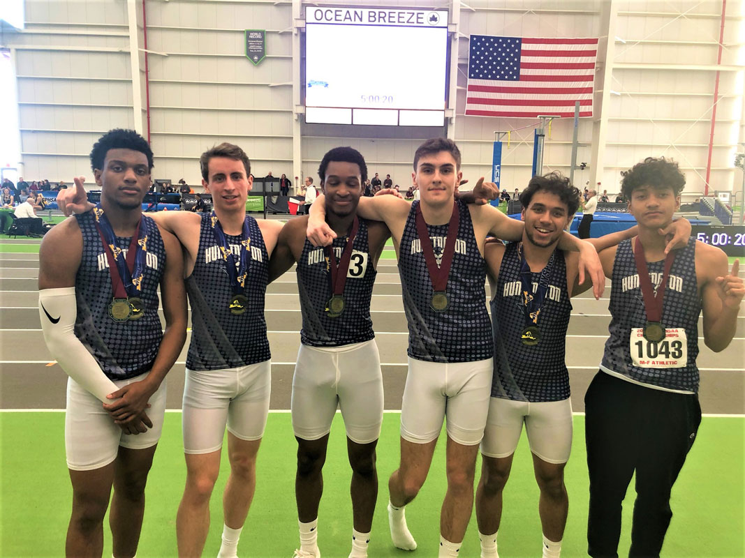 Huntington's 4x400m relay gold medalists at last winter's state championships.