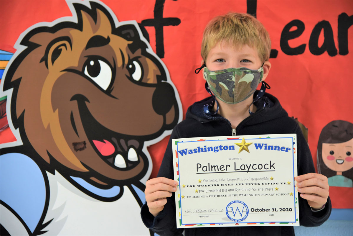 Palmer Laycock was among the students recognized at Washington School.