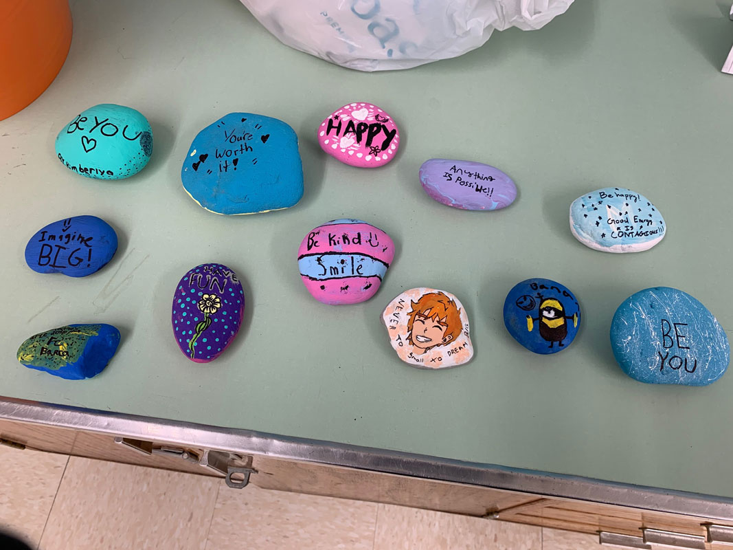 Kindess rocks are being left all around Woodhull School.