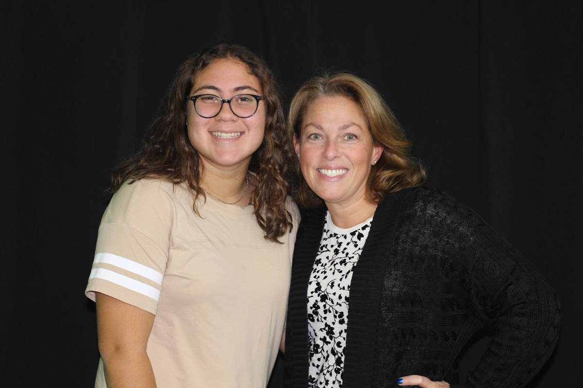 Caitlyn Palermo with mentor and high school video arts teacher Heather Swan.