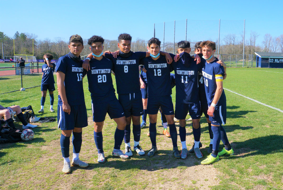 A group of seniors on Blue Devil boys' soccer Senior Day 