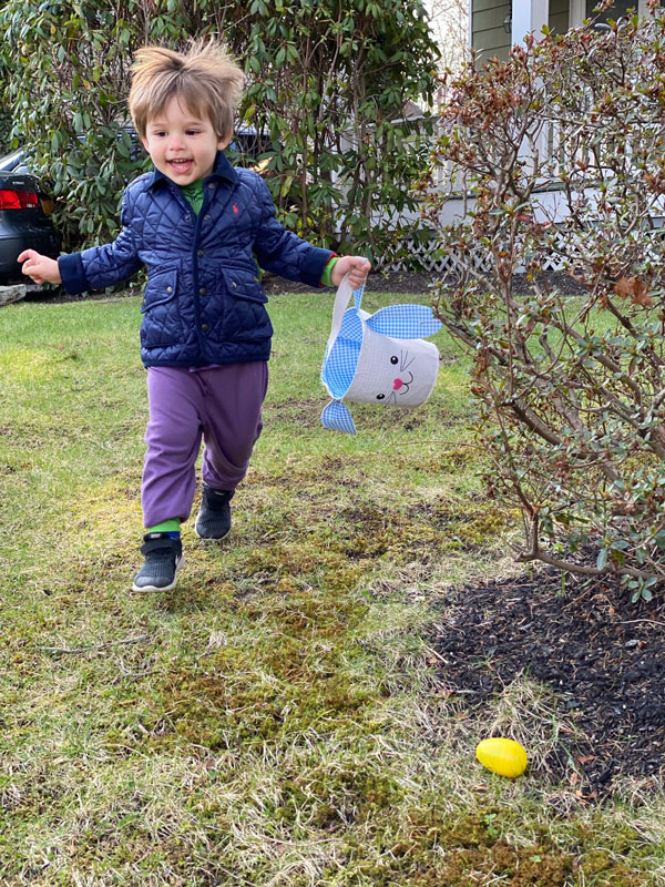 Youngsters were delighted to search for the eggs hidden around their yards 