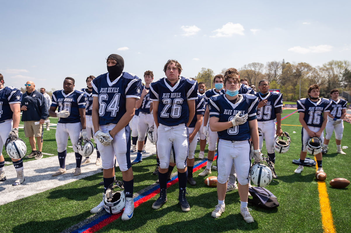 The Huntington football team topped Smithtown West, 42-14. (Darin Reed photo.)