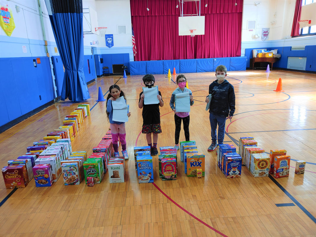 Washington students made bar graphs as part of a cereal collection for charity 