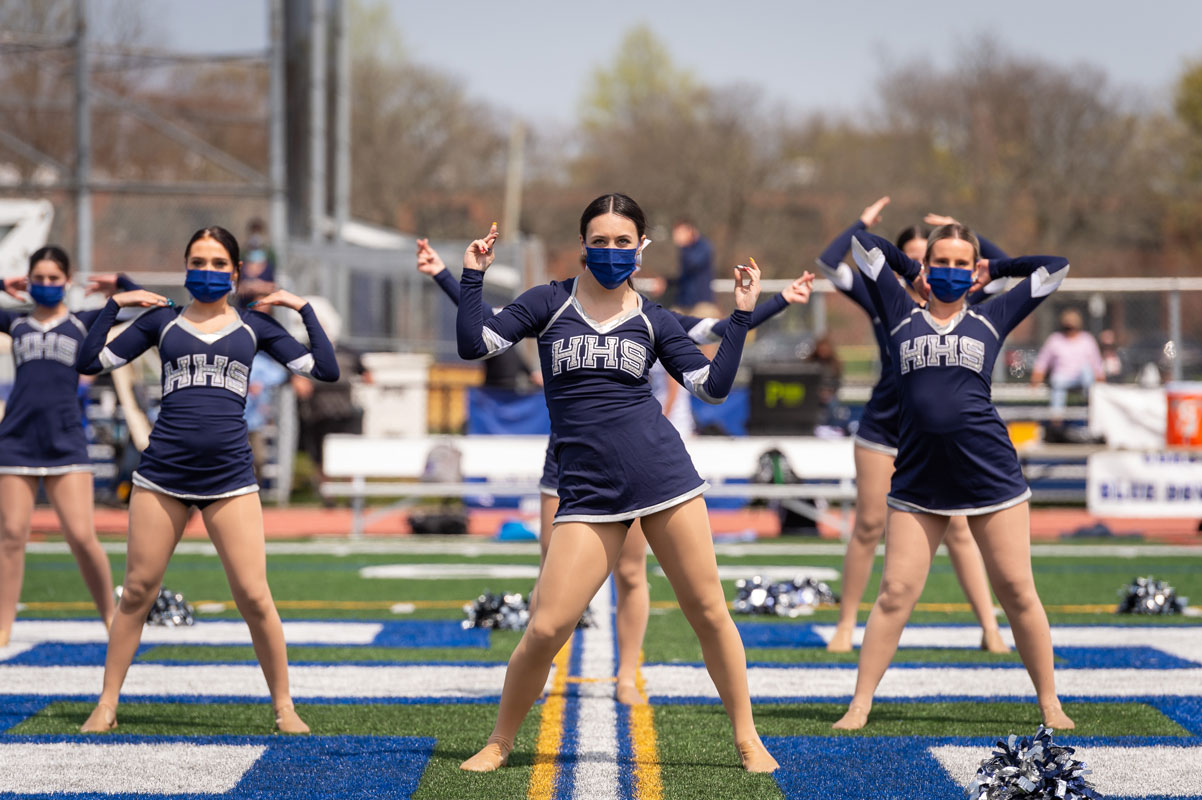 The Huntington Highsteppers dance team performed at halftime. (Darin Reed photo.)