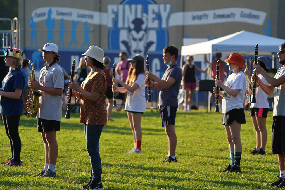 The Huntington Blue Devil marching band's camp was both fun and work. (Gregg Geller photo)