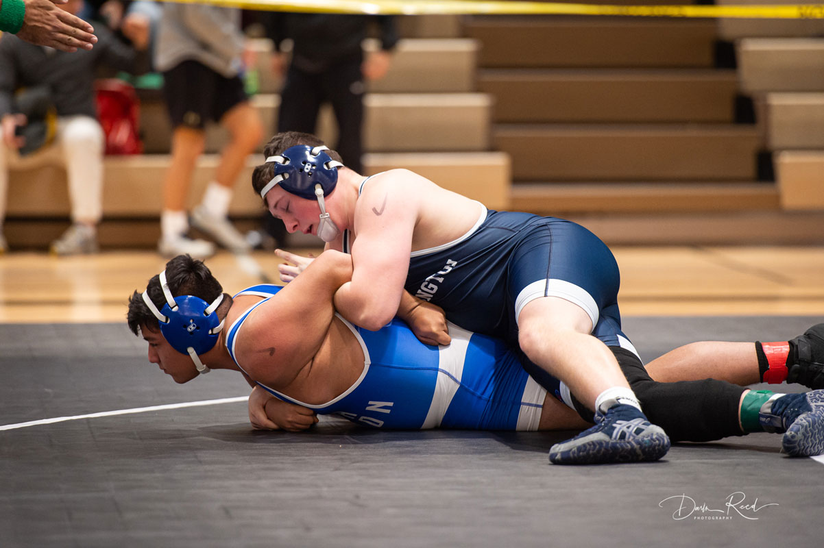Robbie Smith (top) is one of Suffolk's best wrestlers. (Darin Reed photo.)