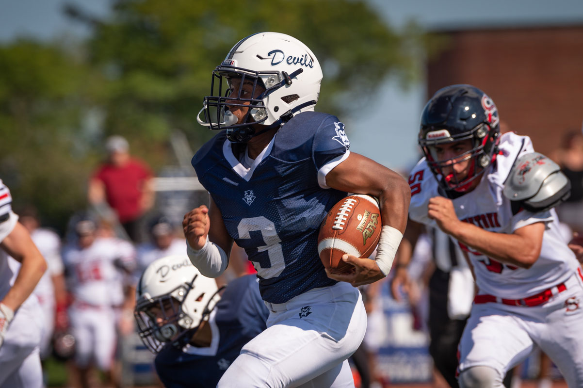 Josiah Melendez with the ball for the Blue Devils. (Darin Reed photo)