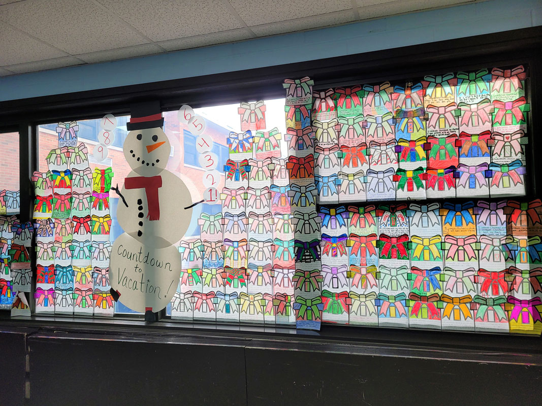 These windows are colorful at Jack Abrams School.