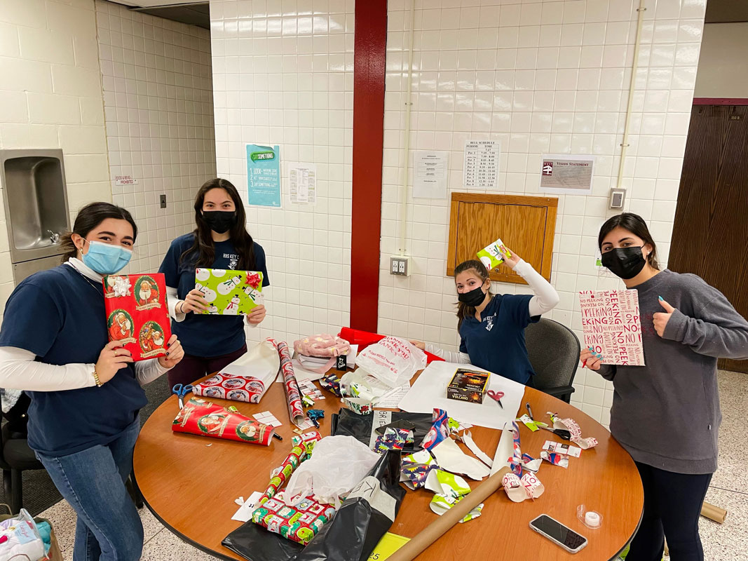 When the shopping finished, the wrapping started.