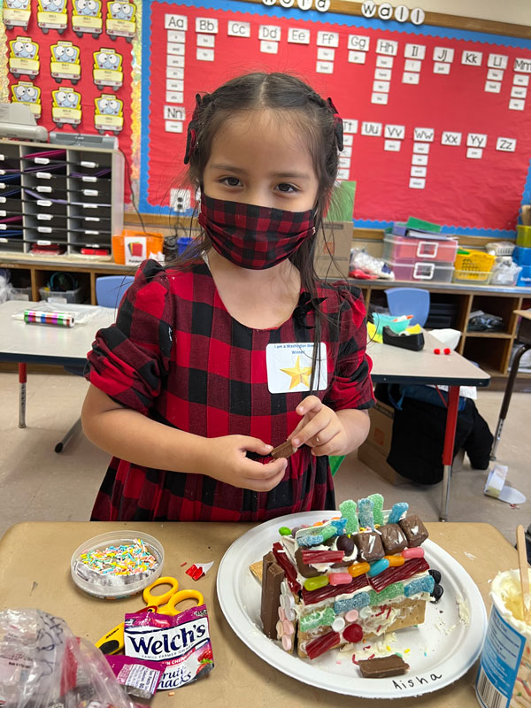 Washington kindergarteners had fun creating their houses.