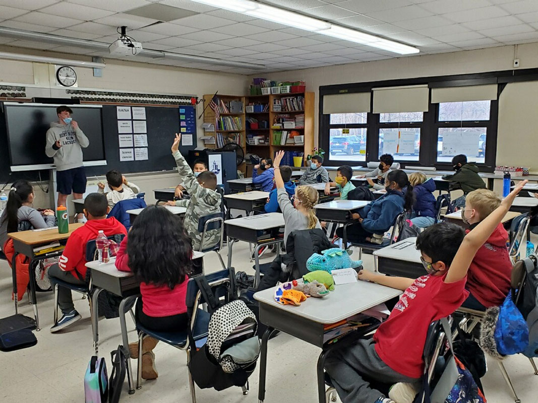 Chris Maichin spoke to the Woodhull students.