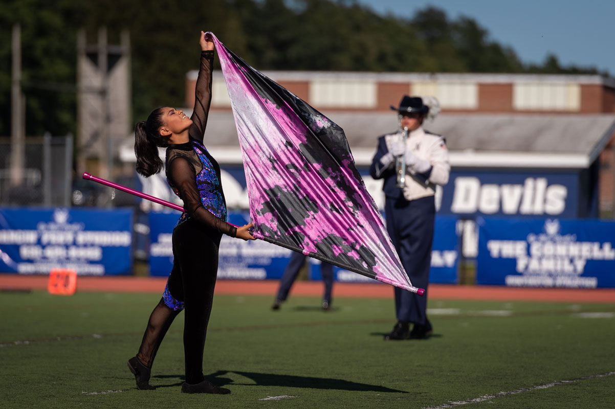 The Blue Devil marching band's color guard is engaged in winter training (Darin Reed photo)