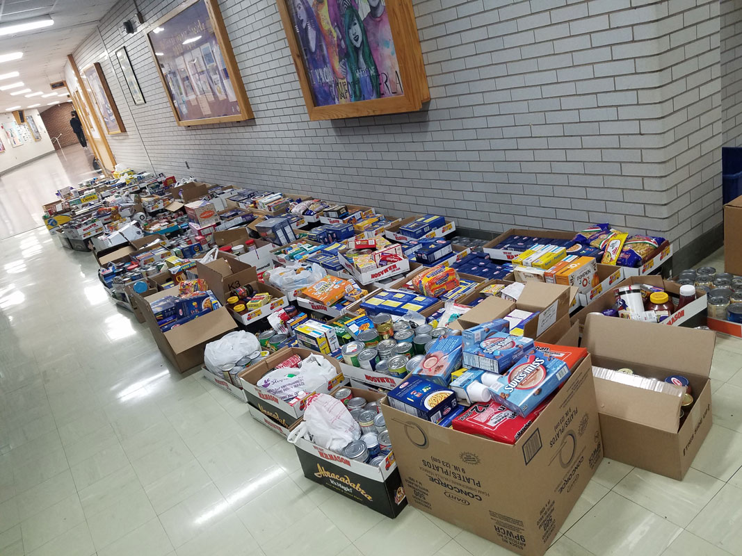 A portion of the food items collected in 2019 make for an impressive display.