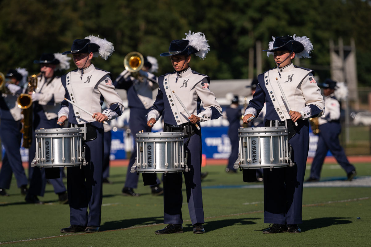 Blue Devil marching band percussionists are training this winter. (Darin Reed photo.)