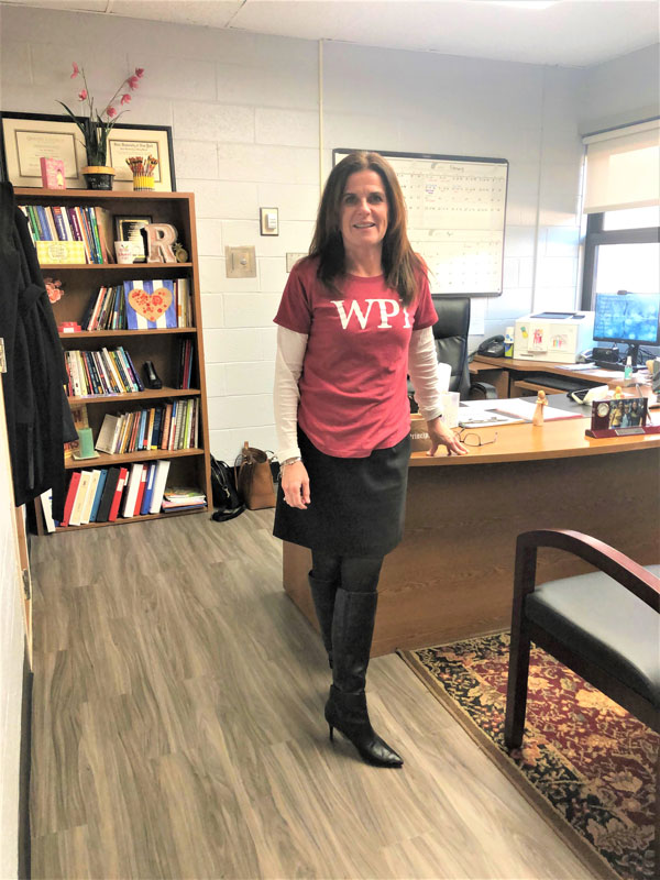 Finley Principal Traci Roethel joined the College Awareness Day fun.