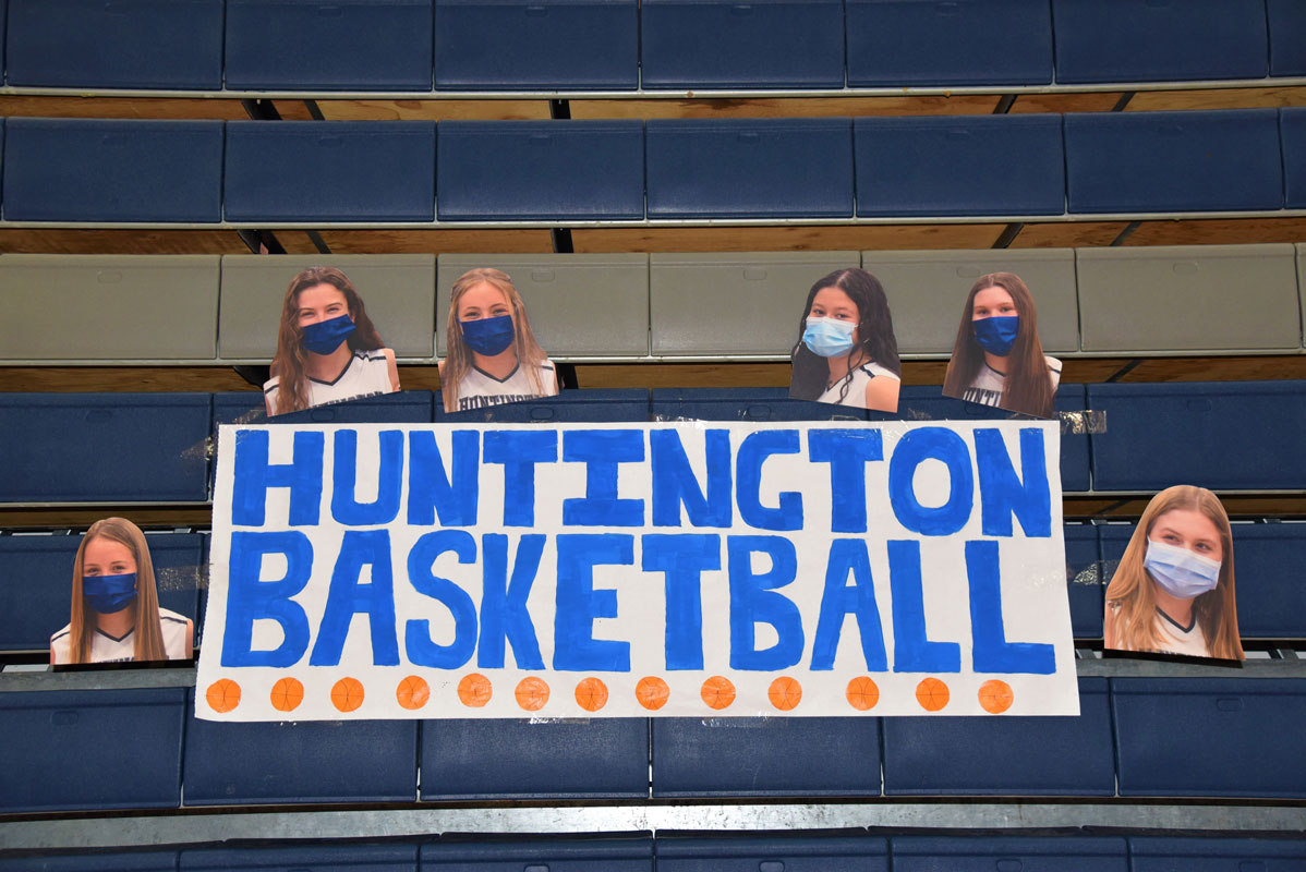 The Huntington girls' basketball team honored its six seniors.