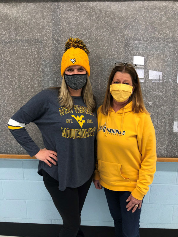 Huntington faculty and staff members donned college apparel to help promote discussion