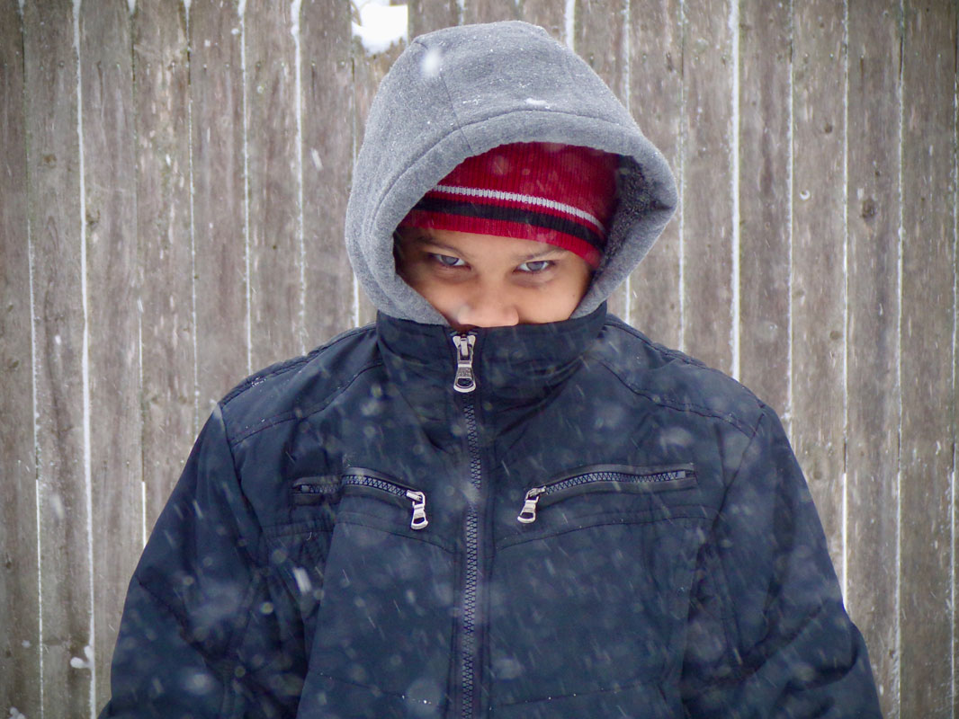 Manny Aviles took this photo of his brother for a snow day photography class assignment.